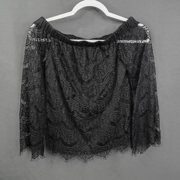 Womens Top XS Black Lace Witchy Indie Romantic Coquette Whimsigoth Edgy Retro - Picture 1 of 12